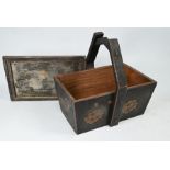 An antique Continental elm picnic basket