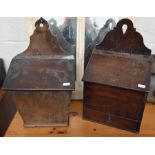 Two antique provincial fruitwood candle-boxes