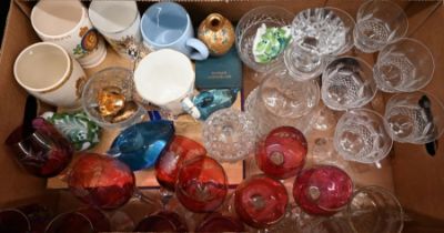 A quantity of cut drinking glasses, Coronation china and commemorative books