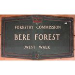 A vintage reclaimed Forestry Commission 'BERE FOREST' metal sign