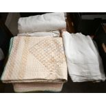 American patchwork quilt and three French bed-sheets