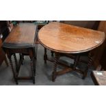 Two oak drop leaf tables