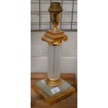 A brass and glass classical column table lamp by Versace