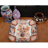 A Japanese Imari square dish and other items