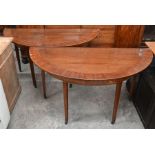 A pair of mahogany and rosewood crossbanded console tables