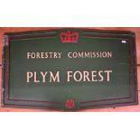 A vintage reclaimed Forestry Commission 'PLYM FOREST' metal sign