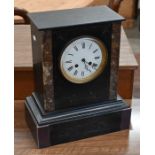 A 19th century French slate and marble cased architectural mantel clock