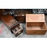 Two antique boxes and mahogany shop keepers til