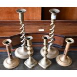 Three pairs of candlesticks