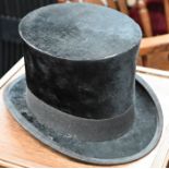 A vintage Adamson's Ltd Hatters of Oxford black top hat