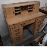 Antique pine twin pedestal desk