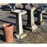 Bird baths, sundial and chimney pot