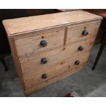 Antique shallow pine chest or drawers