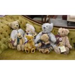 Nine various collector's bears