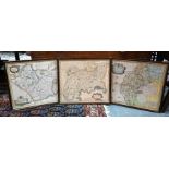 Three 17th century county map engravings by Robert Morden