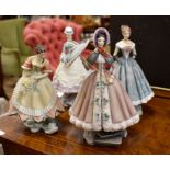 Four Royal Worcester Victorian series china figures
