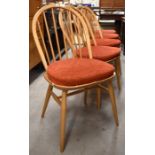 A set of five modern Ercol Windsor spindle back dining chairs