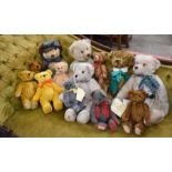 Eleven various collector's bears