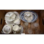 Mixed box of antique ceramics and glassware