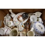Two boxes of antique and later decorative ceramics and tablewares