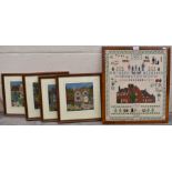 Four tapestry/needlepoint pictures