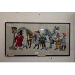 A felt on hessian fabric picture of Canterbury pilgrims