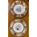 A pair of early 20th century Vienna porcelain cabinet plates