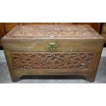 An early 20th century Chinese camphorwood panelled chest