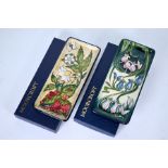 Two boxed Moorcroft floral design rectangular dishes