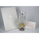 An Aurum Ltd edition parcel gilt silver commemorative York Minster Candlelamp with Stuart crystal sh