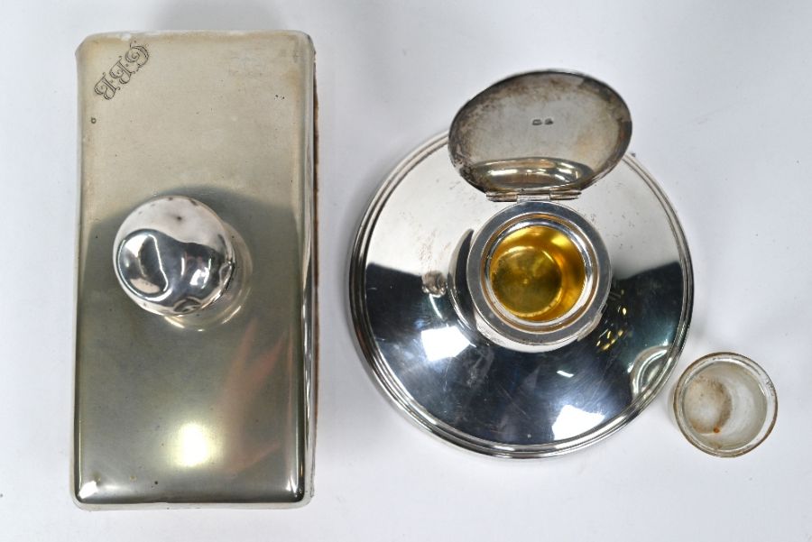 A silver capstan inkwell and a German rocker-blotter - Image 6 of 6