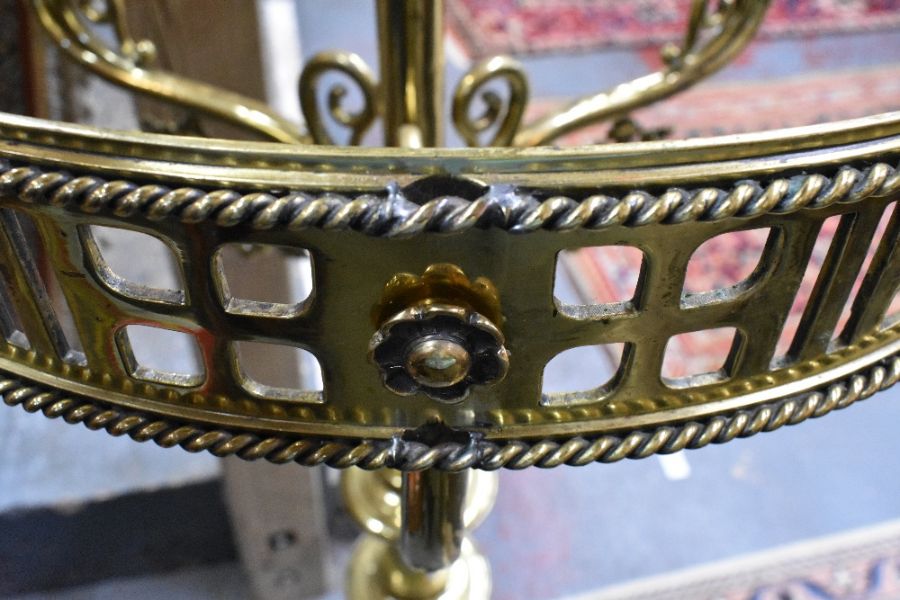 A Victorian Gothic Revival floor standing brass candle luminaire - Image 6 of 8
