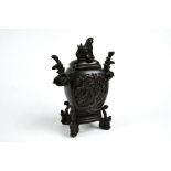 An early 20th century Japanese bronze koro and cover, Meiji/Taisho period