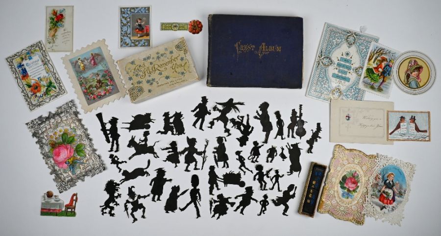 A selection of Victorian embossed and pierced greetings cards