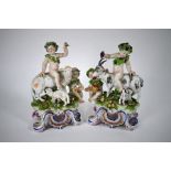 A pair of Bow porcelain groups