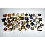 Forty five various gilt metal powder compacts