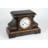 A late Victorian slate/marble mantel clock