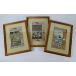 Three early 20th century Mughal style miniature paintings