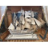 A fine Napoleonic 'Prisoner of War' work bone model warship