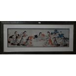 After Toyohara Chikanobu 'Choyoda no Ooku' Japanese petaptych woodblock print