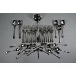 An extensive heavy quality silver set of thread pattern flatware