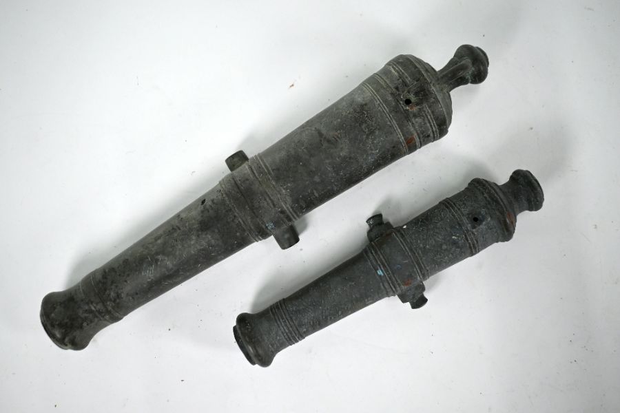 Two 19th bronze signal cannons - Image 2 of 3