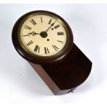 A 19th century mahogany drop dial single fusee alarm wall clock