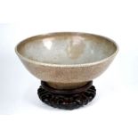 A 19th century Chinese Ge or Guan yao type bowl with crackled glaze, Song style