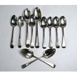 Eleven various silver spoons
