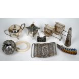A collection of Oriental silver cruets and other collectables