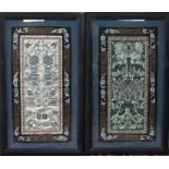 Two Chinese floral silk embroidered panels, framed and glazed