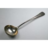 A heavy quality late Victorian silver OEP soup ladle