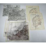 Six World War II silk escape maps