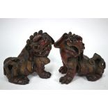 A pair of Chinese Buddhistic hardwood lions